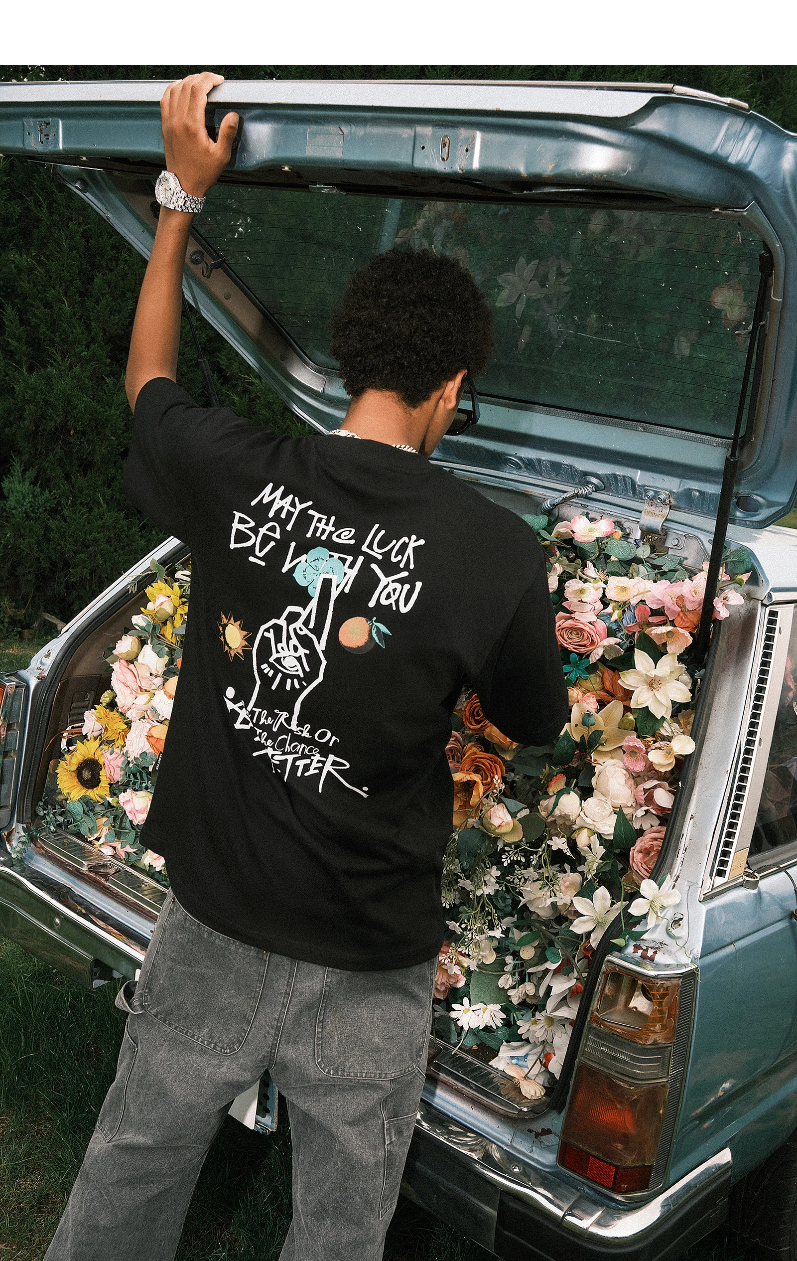 

Cotton Tshirt Finger Crossed Short Sleeve Tee Luxury Brand Designer Clothing Streetwear Summer Oversized T-shirt Free Shipping