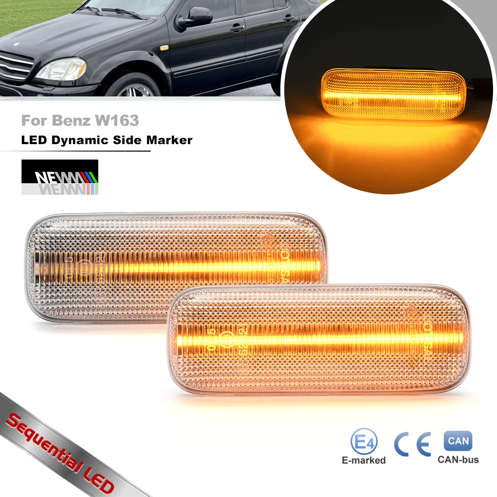 

2x Dynamic Led Turn Signal Lights For Benz W163 M-Class Pre-Facelift 1997-2001 ML230 270CDI 320 430 55AMG Sequential Sidemarkers