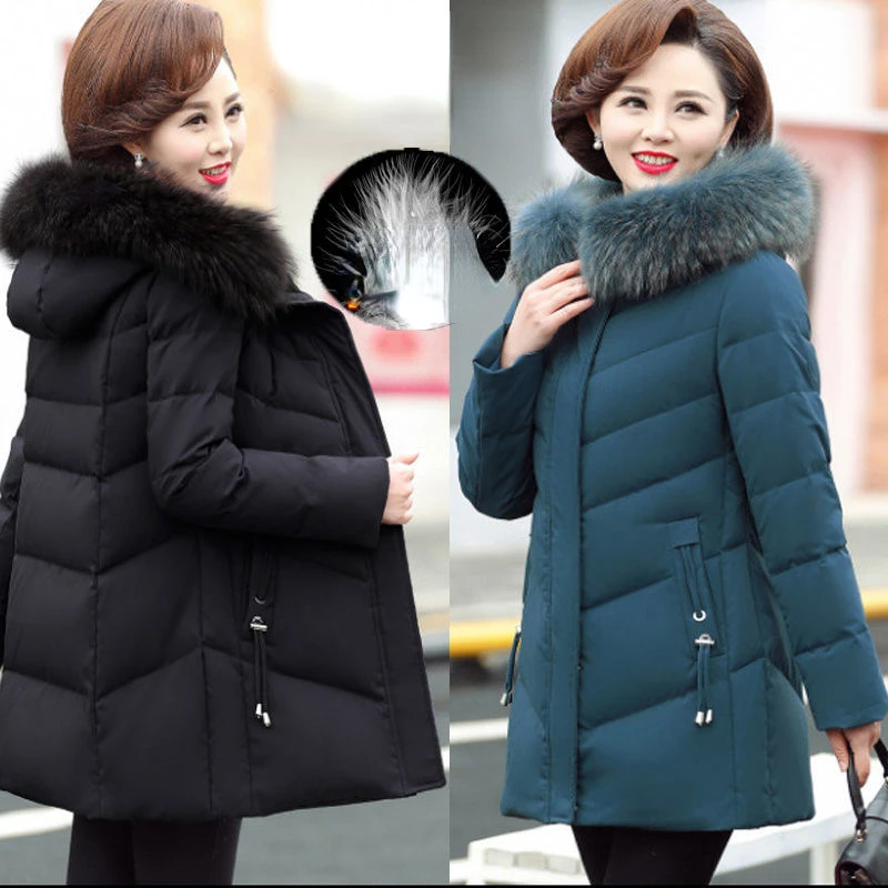 

Женское зимнее пальто с меховым воротником, большие размеры 5XL