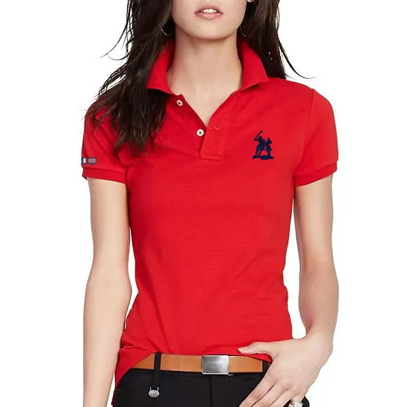

Women's Summer Short Sleeve Slim Casual Polo Shirt 100% Cotton New Lapel T-Shirt Fashion Horse-Pattern Sports Top Clothing