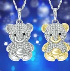 Роскошное и изысканное золотое и серебряное двухцветное ожерелье с медведем из натурального блестящего циркония, женское ожерелье с медведем, подарок на годовщину, свадебные аксессуары