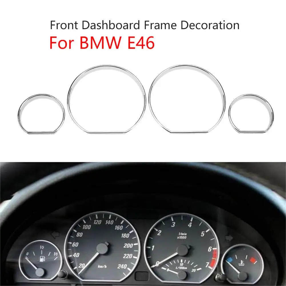 

4 шт. украшение для приборной панели рамка хромированный датчик приборной панели циферблат кольца рамка отделка Спидометр AC для BMW E46 M M3 автомобильный круг Стайлинг крышка