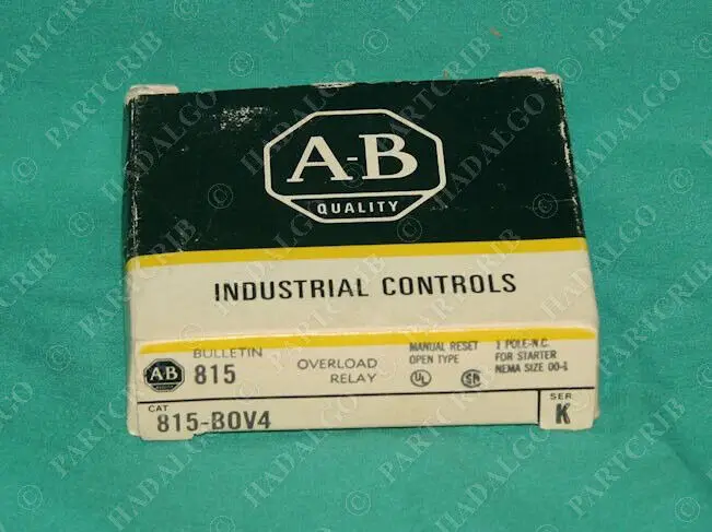 

Allen Bradley 815-BOV4 Overload Relay 1Pole N.C. NEMA Size 00-1 NEW