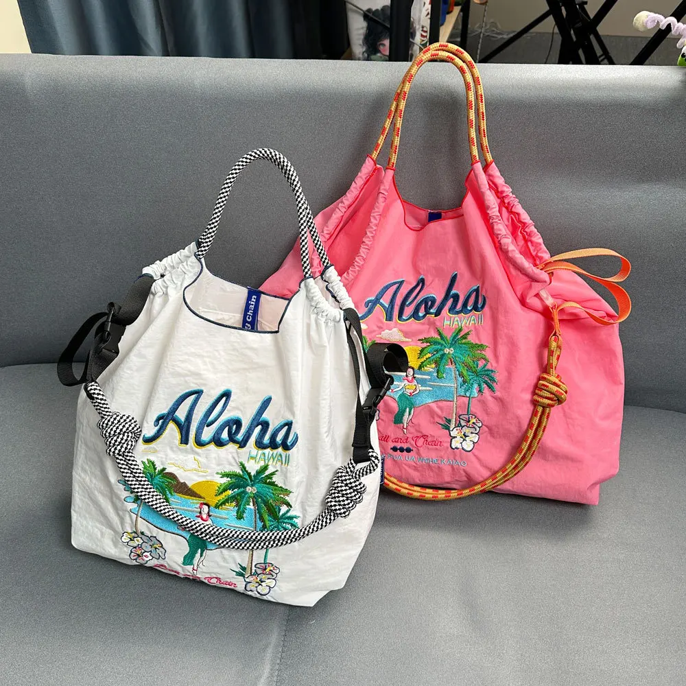 Гавайская вышитая искусственная вместительная сумка через плечо дизайнерская