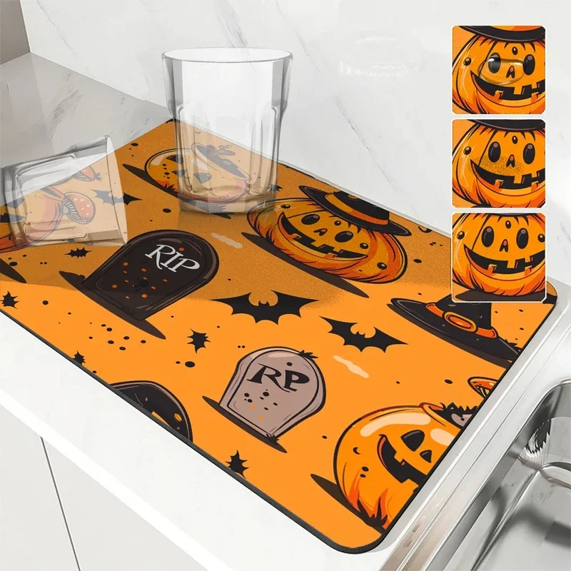 VIKAMA Хэллоуин Мультфильм Тыква Ужас ПВХ Кофейный Коврик Кухонная Тарелка