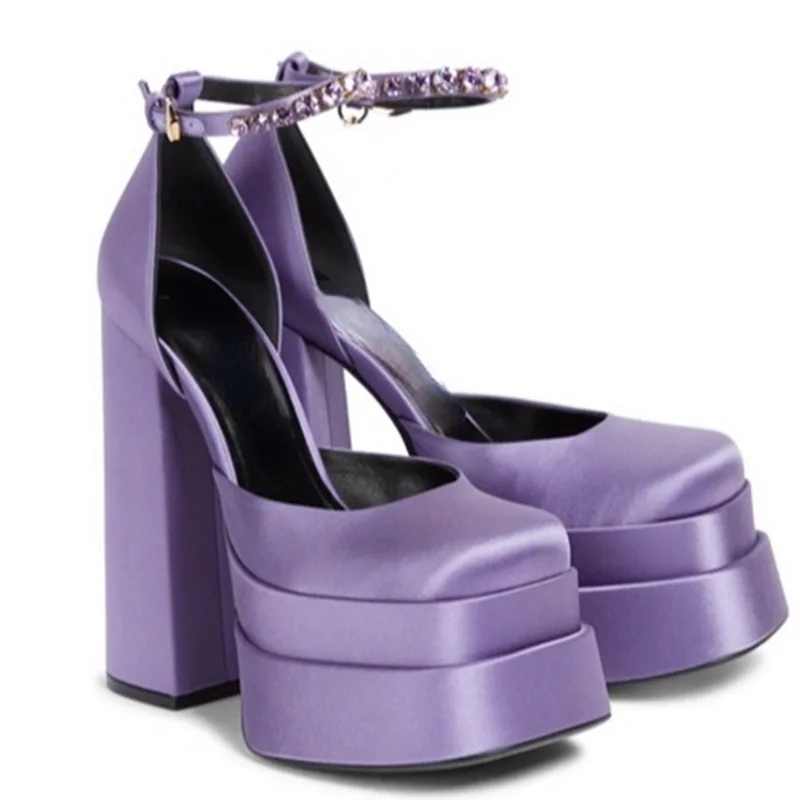 

Туфли-лодочки женские на платформе и высоком массивном каблуке, пикантные вечерние босоножки, Классическая обувь, с пряжкой, большие размер...
