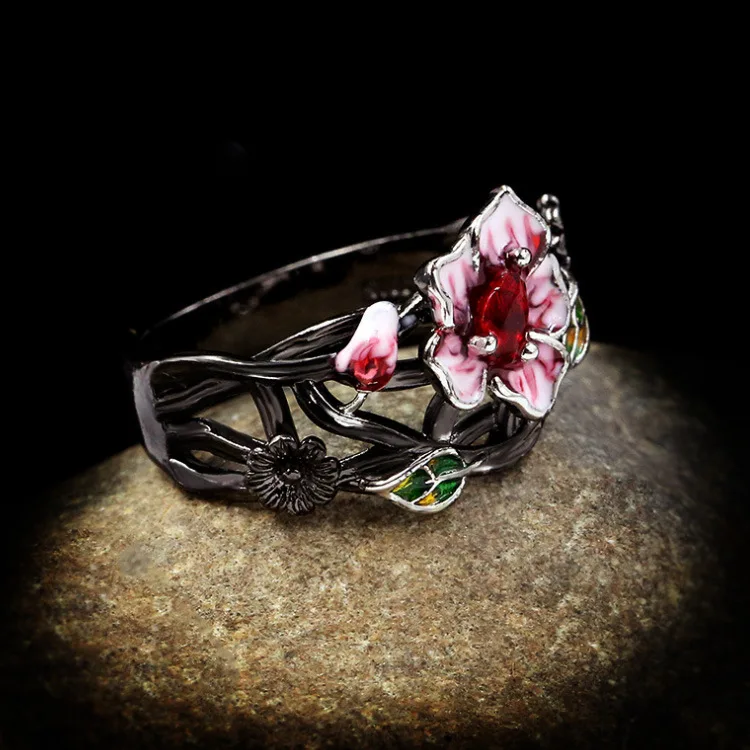 Коллекция 925 года модное кольцо и серьги в виде цветка креативный набор из трех