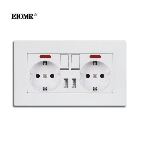 Европейская настенная розетка EIOMR с USB-портом, 146*86 мм, 220 В, 16 А