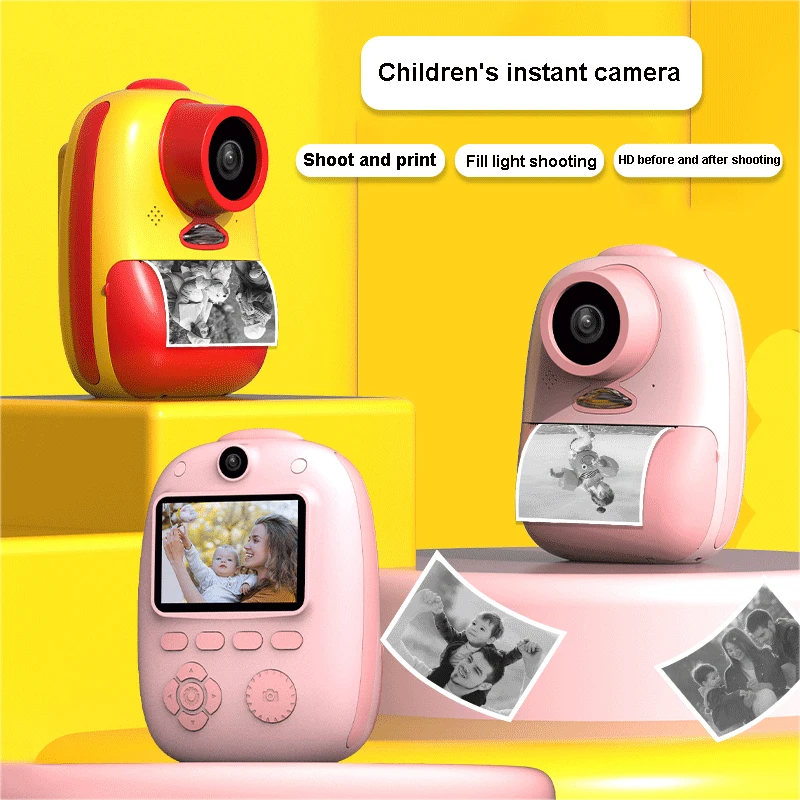 Children Mini Camera Instant Print Cameras for Girls Boys Kids Instantane Kamera Toys Birthday Gifts with Thermal Photo Paper