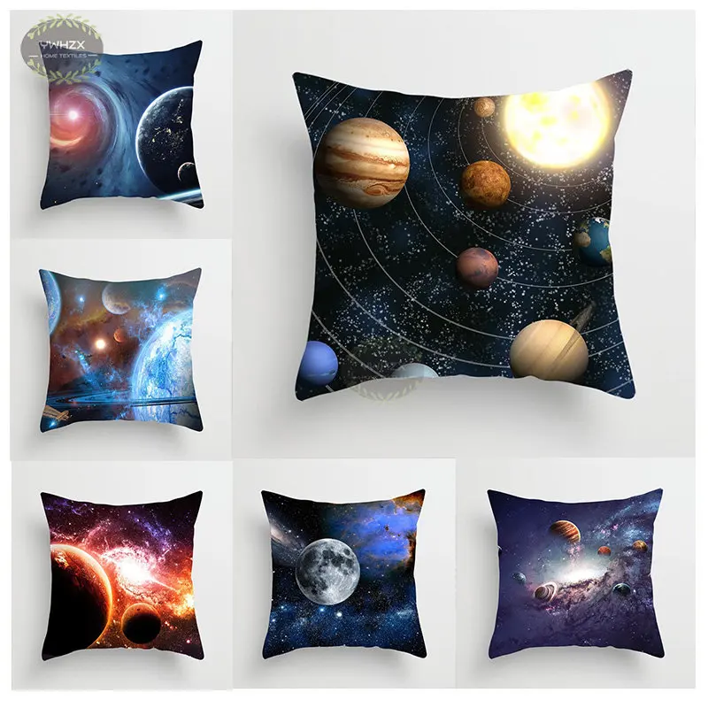 

Planet Space Series Pillow Case Peach Skin Patterns Gifts Home Office Decorative Pillowcases Comfortable Sofa Car Cushion Cover
