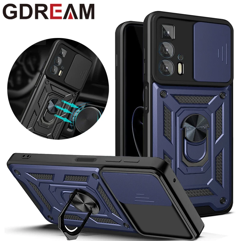 

Case For MOTOROLA E7Plus E20 E30 E40 Bracket Ring Push Window Back Cover For MOTO Edge S 20Pro Lite 2021 S30 X30 30Pro Plus 2022