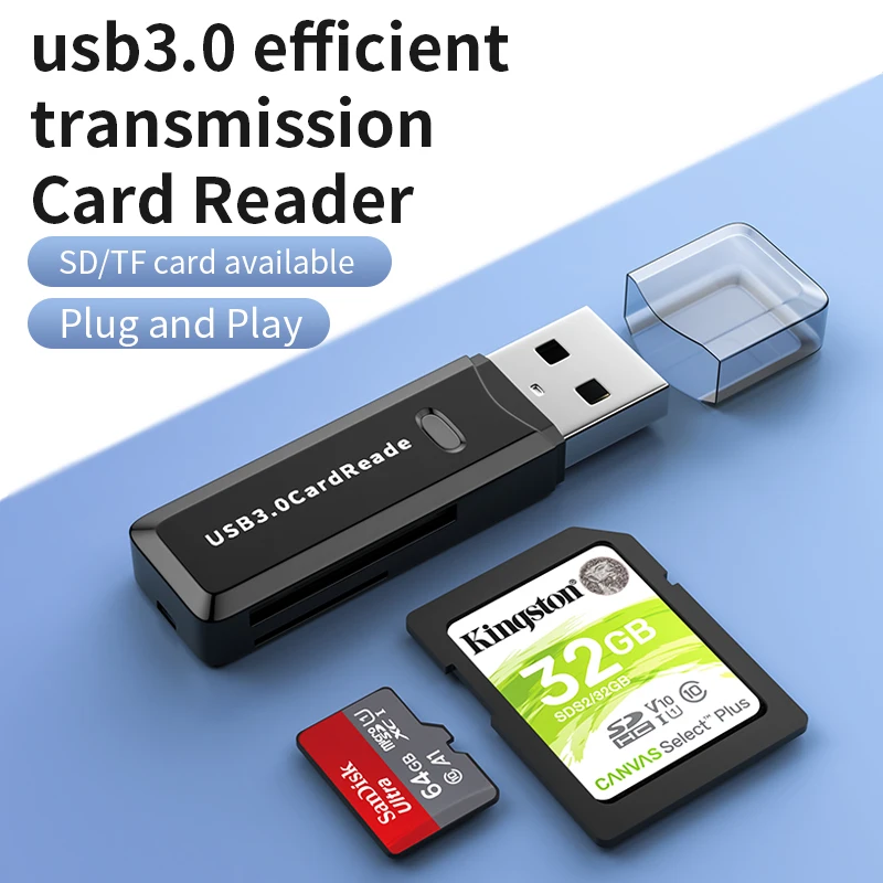 Portable SD Card Reader USB 2.0 USB 3.0 Dual Slot Flash Memory Card Adapter for Mac Windows Linux Chrome PC Laptop for TF Micro