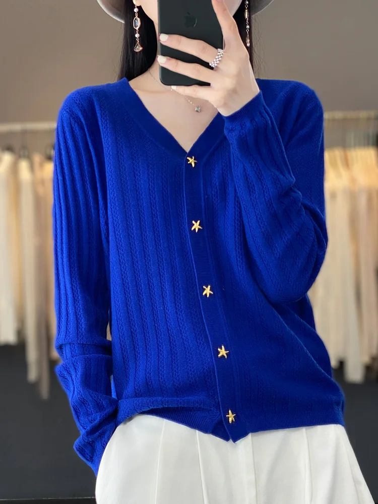 

Cardigan For Women Worsted Wool Long Sleeve V-Neck Sweater New Arrivals Clothing Knitted Jumper Female Outerwears Fashion Trends