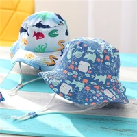 summer children cotton cartoon bucket cap for boys printing floral baby girls sun hat flower kids bonnet 1 8 years old toddler