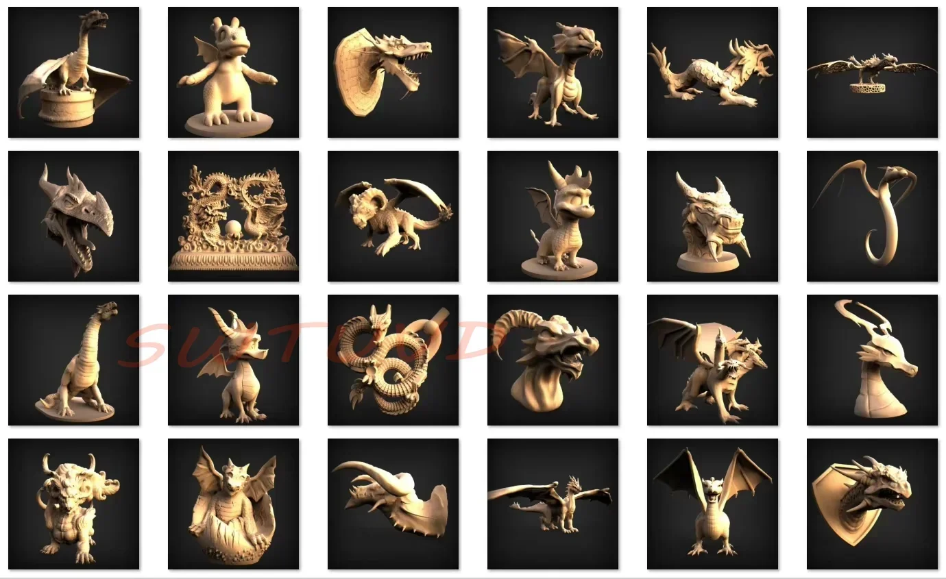 120 шт. Коллекция файлов Dragon STL 3D модели для 3D-принтеров и с ЧПУ + RLF Wall Art Desing