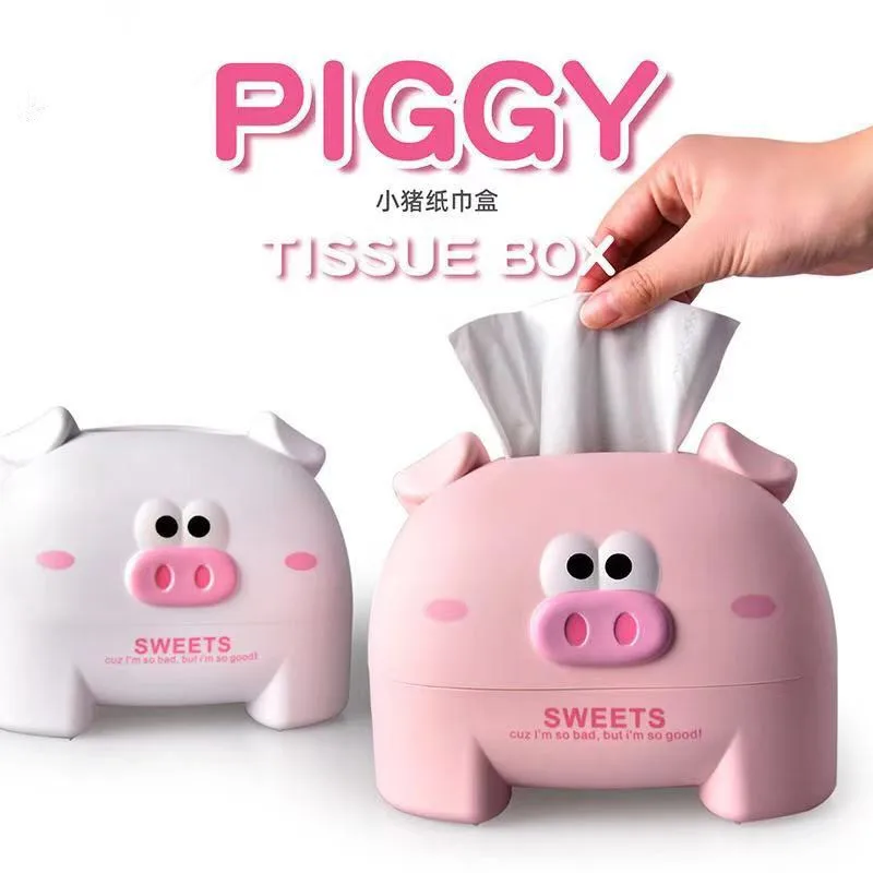 

Piglet Tissue box Cartoon roll paper storage box Tissue storage living room toilet toilet household roll paper tissue box