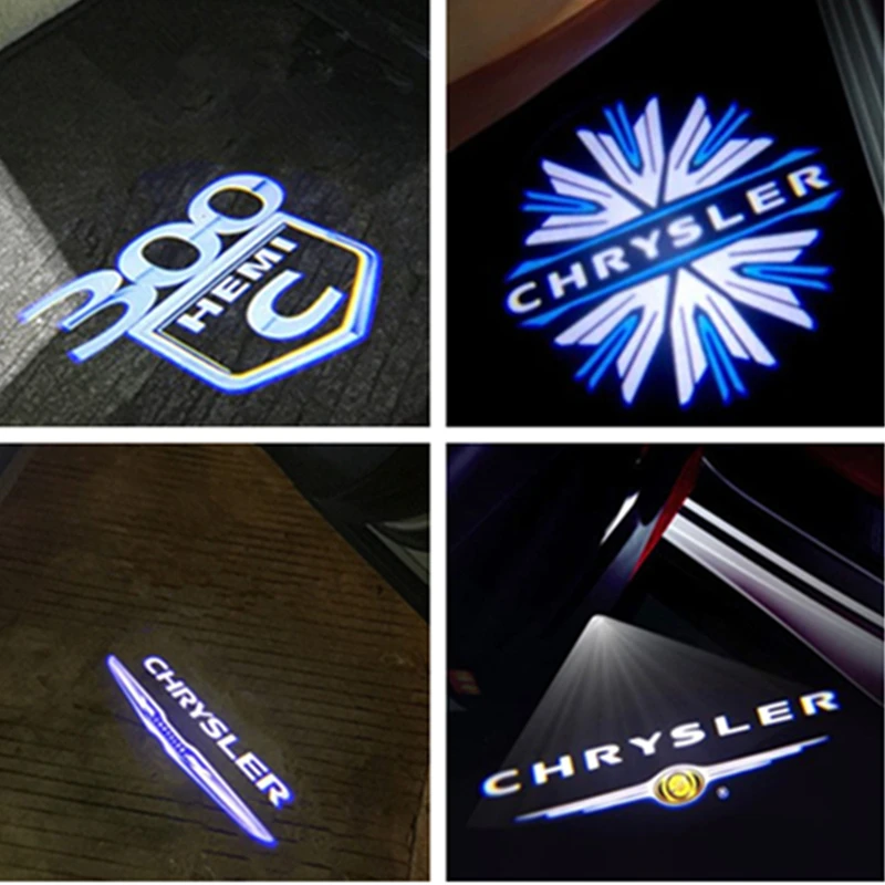 

2X Car LED Lamp Laser Projector Emblem Door Light Decoration Accessories For Chrysler 300 300c 200 Sebring FR JR JS Lancia Thema