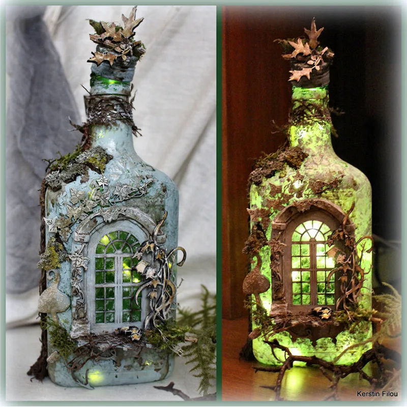 

BUF-Home Decoration Statues and Sculptures,Outdoor Courtyard,Mystery Ghost,Old Castle,Forest Glowing Wine Bottle,Micro Sculpture