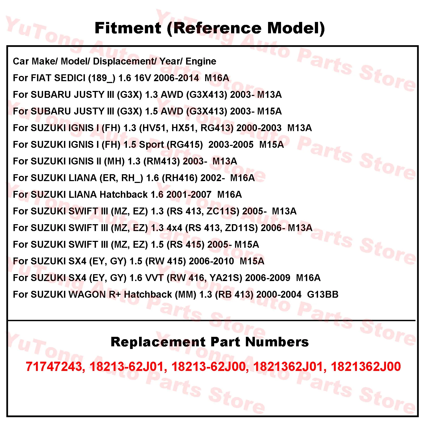 Фото Датчик кислорода O2 для FIAT SEDICI 1.6L 2006-2014/ SUZUKI SWIFT III SX4 IGNIS LIANA SUBARU JUSTY 71747243 18213-62J01 18213-62J00 №3
