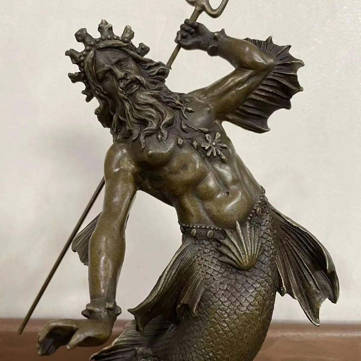 

Бронзовая статуэтка Poseidon с трезубцами, 31 см, статуэтка греческой мифологии, морской Бог, скульптура, античная статуэтка, искусство, декор дл...