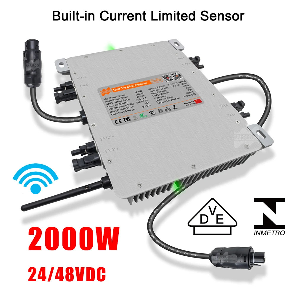 

Deye 2000W MPPT Solar Micro Inverter With Sensor Limiter 24V 48V DC To 220V AC IP67 WiFi Ship From EU Brazil INMETRO VDE IEC