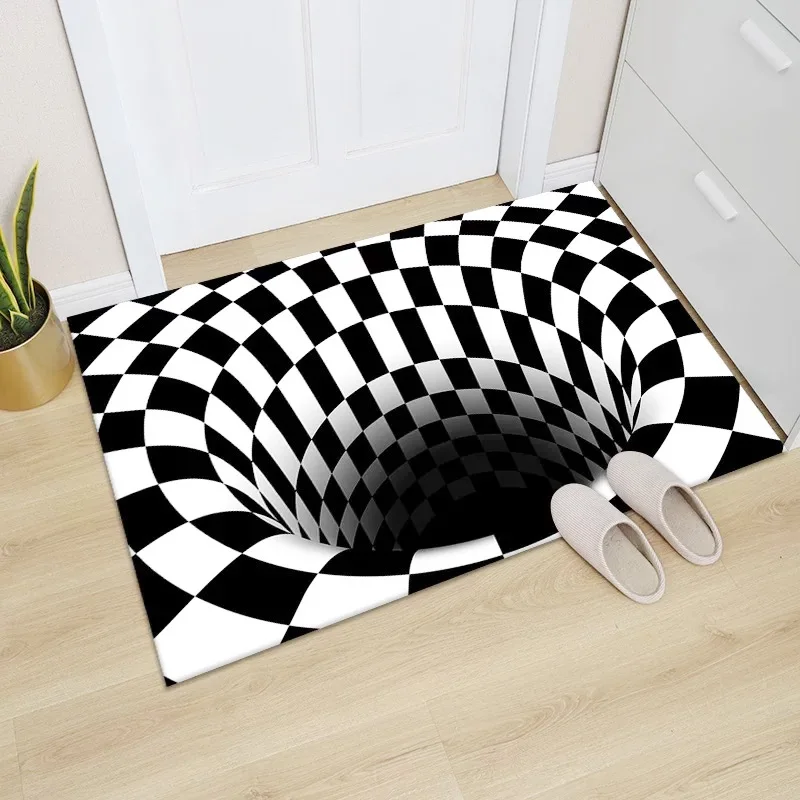 

3D Clown Trap Visual Carpet Living Room Bedroom Floor Mat Halloween Carpet Sewer Manhole Cover Clown Horror Vortex Home Carpet