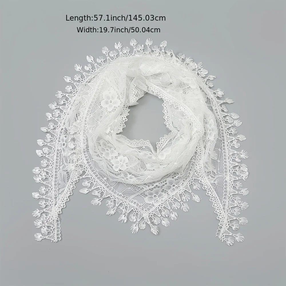 Кружевной треугольный хиджаб с кисточками шарф однотонная шаль цветочной