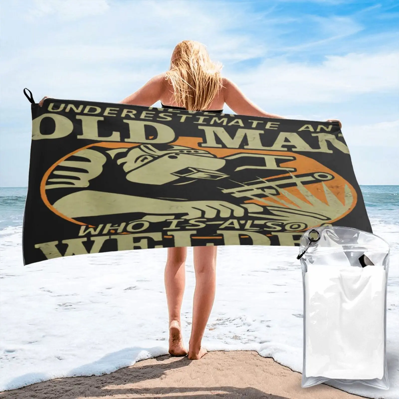 

Old Welder Beach Towel Bath And Shower Beach Blanket Terry Towels Bath Towels Bathrobe Woman Large Beach Towels Kitchen Towels