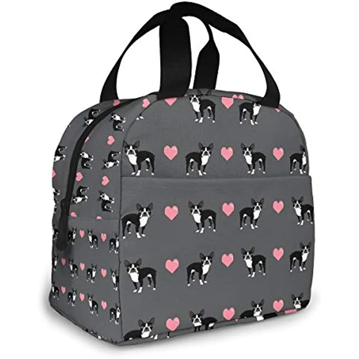 

Boston Terrier Insulated Lunch Bag Portable Thermal Cooler Box Reusable Picnic Tote Bento Bag for Men Women Kids Work School