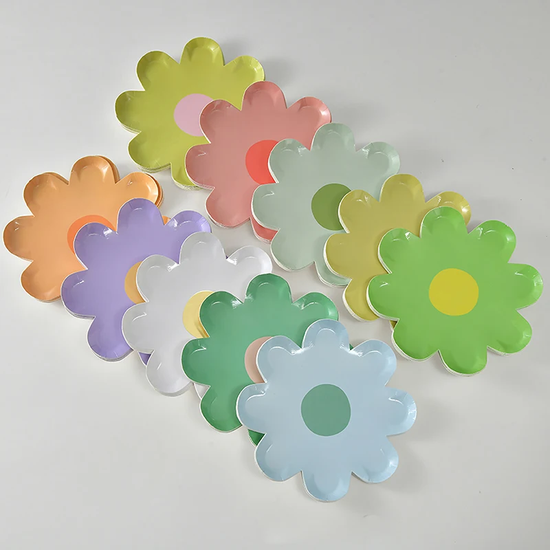 

Small Daisy Picnic Tableware Disposable Flower Dinner Plate Napkin Balloon Decorative for Picnic Birthday Party Baby Shower