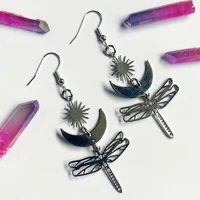 sunflower earrings moon earrings hollow bamboo dragonfly pendant earrings victoria jewelry simple fashion goddess jewelry