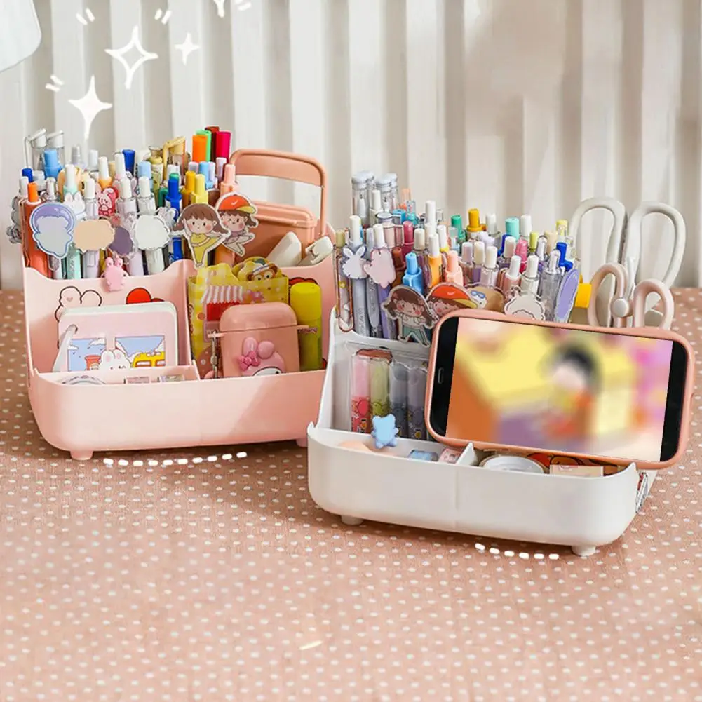 

Pen Holder Unbreakable Pen Bucket Freestanding Student Desk Stationery Pencil Holder Practical School Supplies