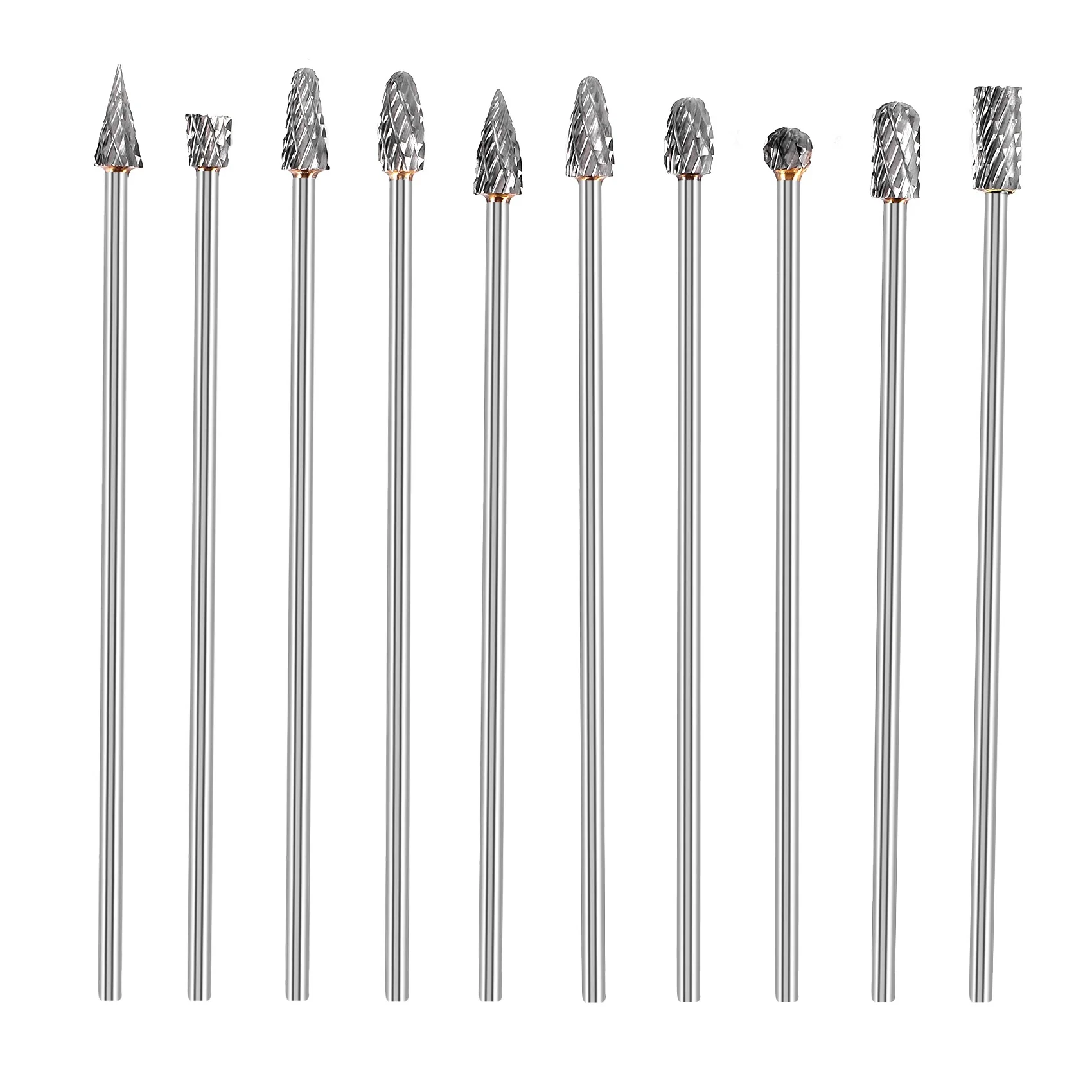 

10Pc 4 Inch Long Double Cut Tungsten Solid Carbide Burrs Set 1/8 Inch(3mm) Twist Drill Bit for Tools