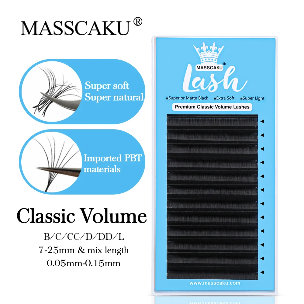 

MASSCAKU Classical False Eyelash Extension 12 Rows High Quality False Mink Lashes Matte Natural Comfortable Individual Lashes