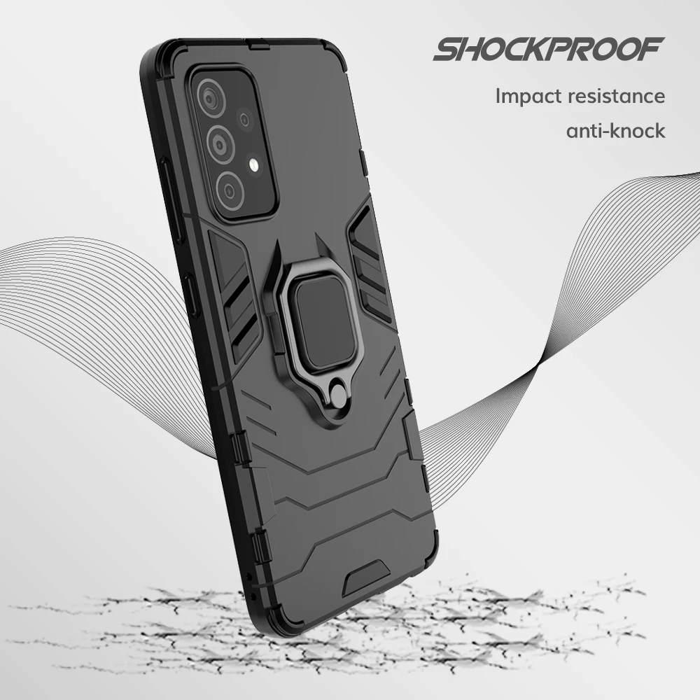 UFLAXE Original Shockproof Case for Samsung Galaxy A52S A52 A72 A42 A32 A22 A12 A02 A82 5G Core Hard Casing with Ring Stand enlarge