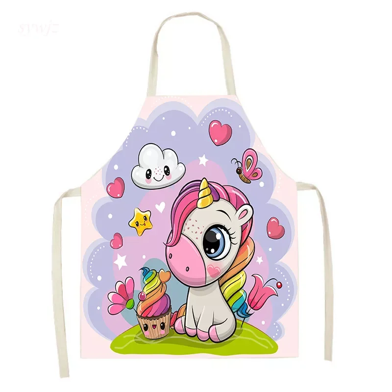 

Cute Cartoon Unicorn Series Apron Children's Parent-child Apron Household Sleeveless Cooking Baking Apron Cleaning Tool Tablier