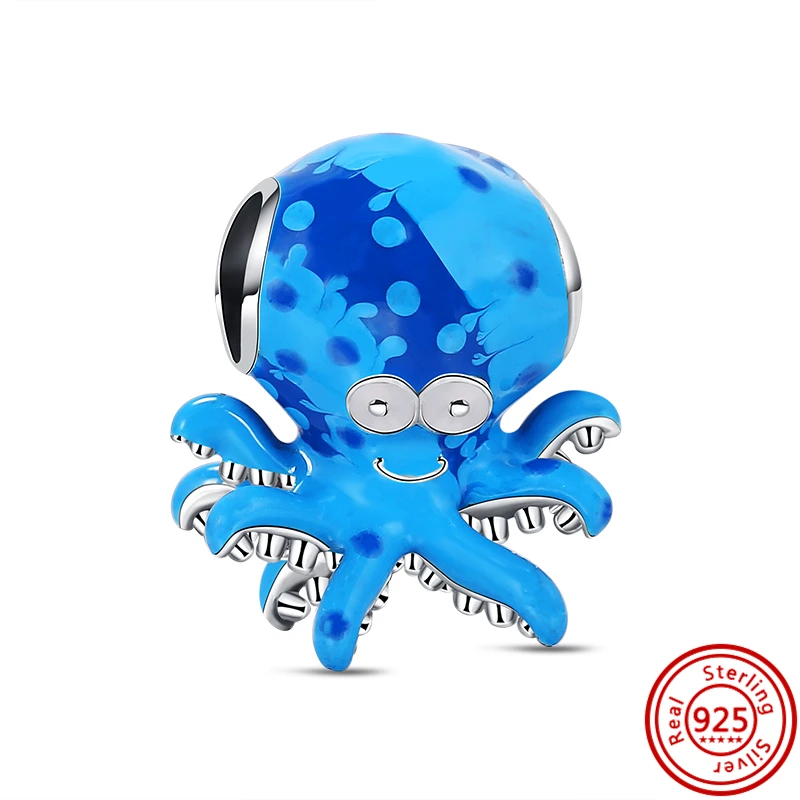 Бусины Pandora из серебра 925 пробы с морскими животными дельфином Осьминогом