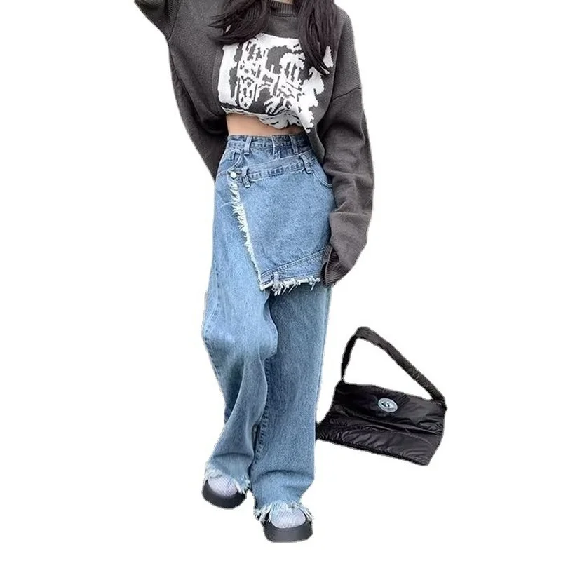 Женская джинсовая юбка Design sense Новинка осени 2022 корейские свободные штаны из двух