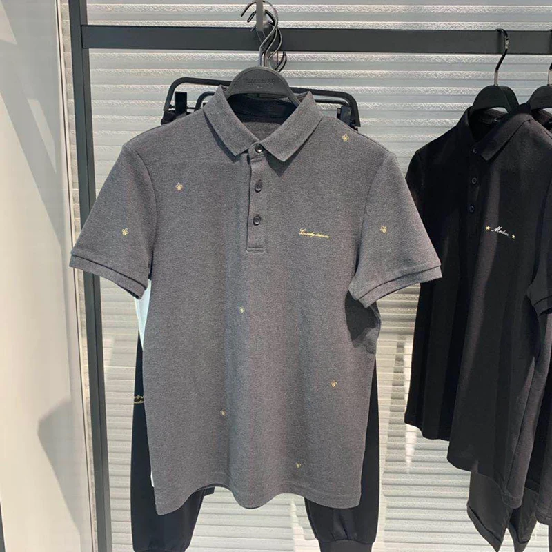 

Мужская рубашка-поло с вышивкой, коротким рукавом