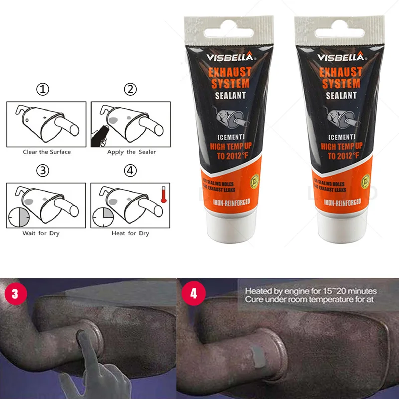 

Exhaust Pipe Repair Paste for Car Motorcycle Exhaust System Filler Leaks Plugging High Temperature Air Sealant Glue 150/75g