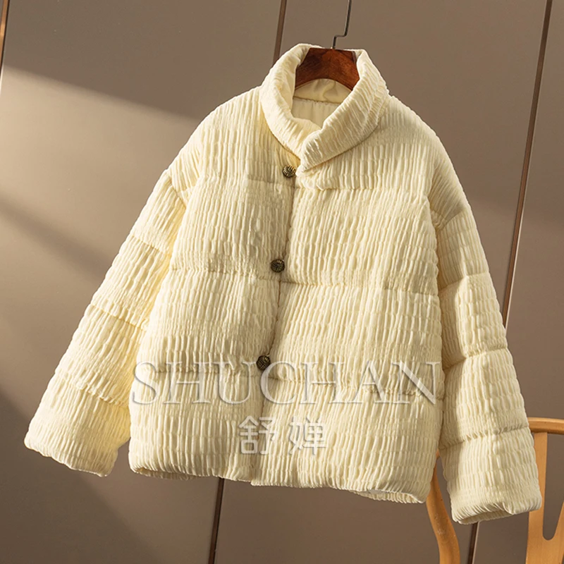 Теплый роскошный пуховик Old Money шелковый бархат в стиле ретро 90 с