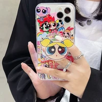 3d cute cartoon holder stand phone case for iphone 11 pro max 12 pro max x xs xr 7 8 plus se 2022 soft airbag tpu cover cases