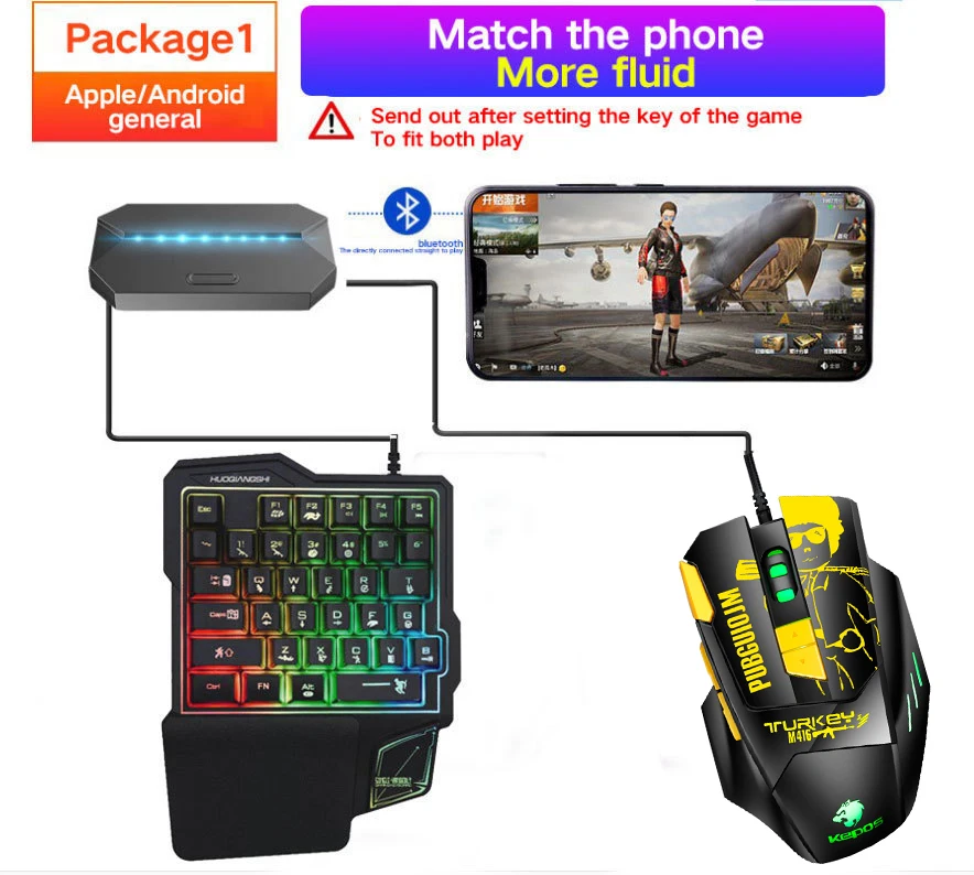 

Eat Chicken RGB Throne Mobile Game One-handed Keyboard and Mouse Game Keybord Mice Converter for Iphone Android Phone Game