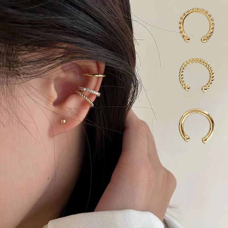 

3Pcs/Set Clip Earrings For Women Girls Simple Trendy Popular Korean Earrings Ear Cuff Clips Fashion Jewelry Accessories Gifts