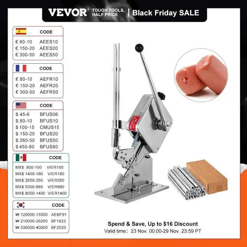 

VEVOR U-shape Sausage Clipper Manual Portable Clipping Machine with 2 Boxes of Clips(5000pcs) for Supermarkets Bakeries Cafe Sho