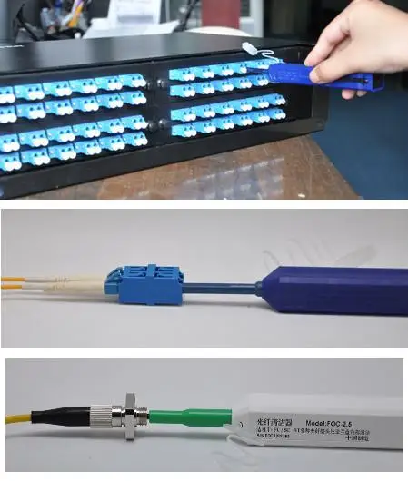 2PCS SC FC ST  LC MU One Click Cleaner 2.5mm 1.25mm Fiber Optic Cleaner Cleaning Pen Tool 2 in 1