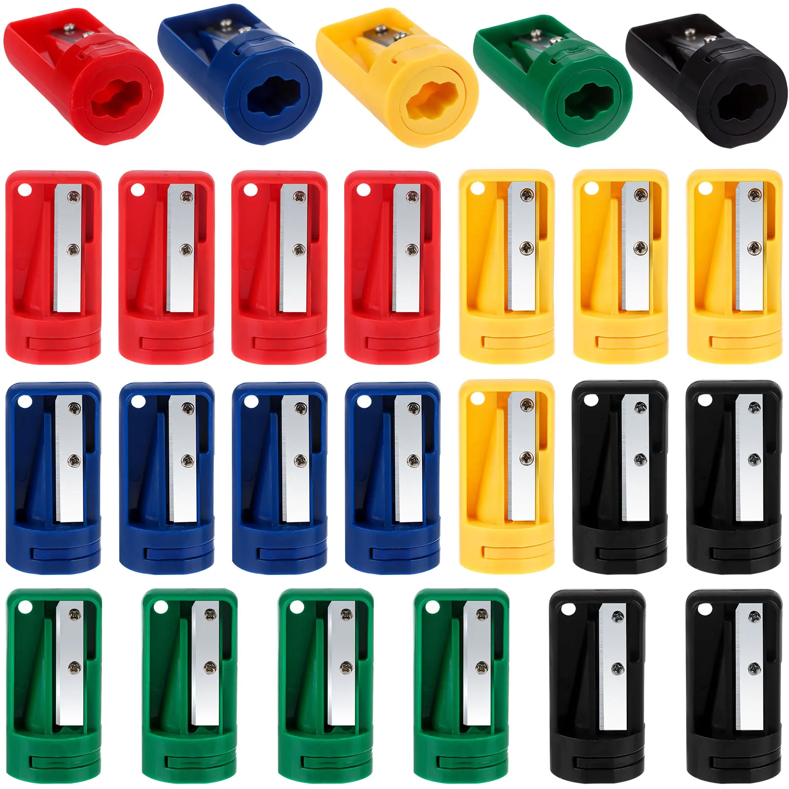 20 Pack Carpenter Pencil Sharpener Colourful Manual Portable