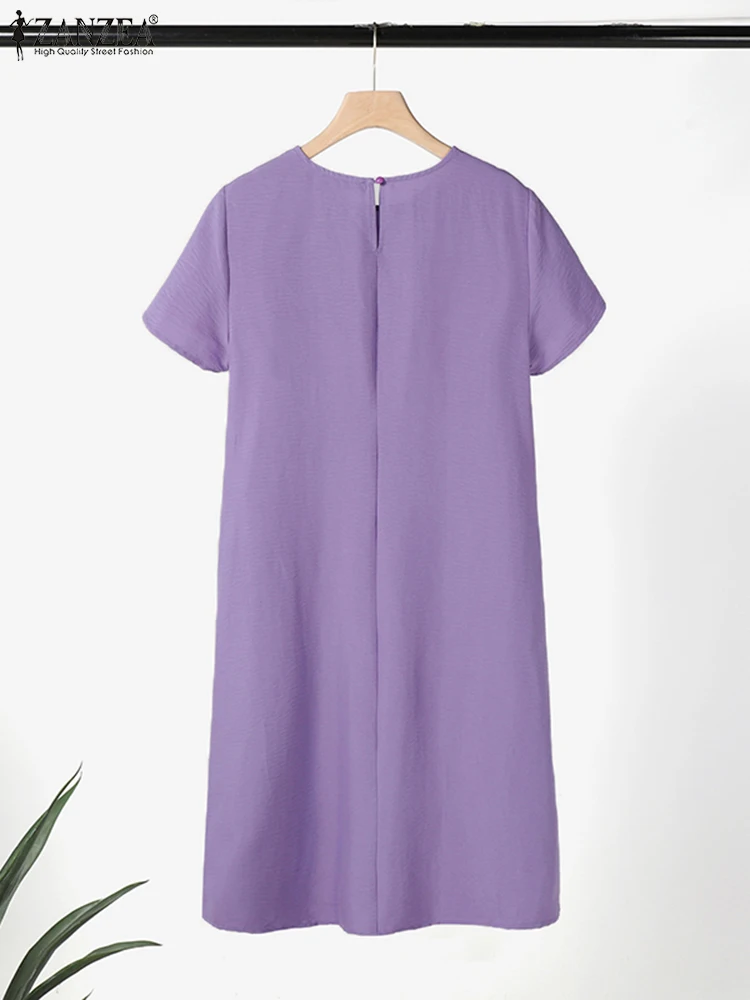 Элегантное летнее повседневное праздничное платье ZANZEA модное с коротким рукавом