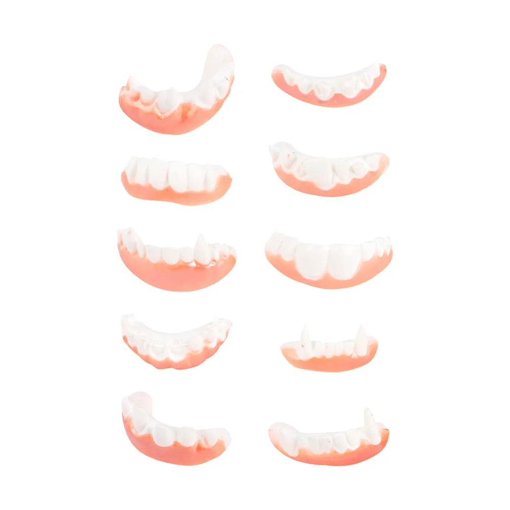 

10 PCS Prom Suits Halloween Dentures Cover Party Props Dress Toys White Artificial Teeth
