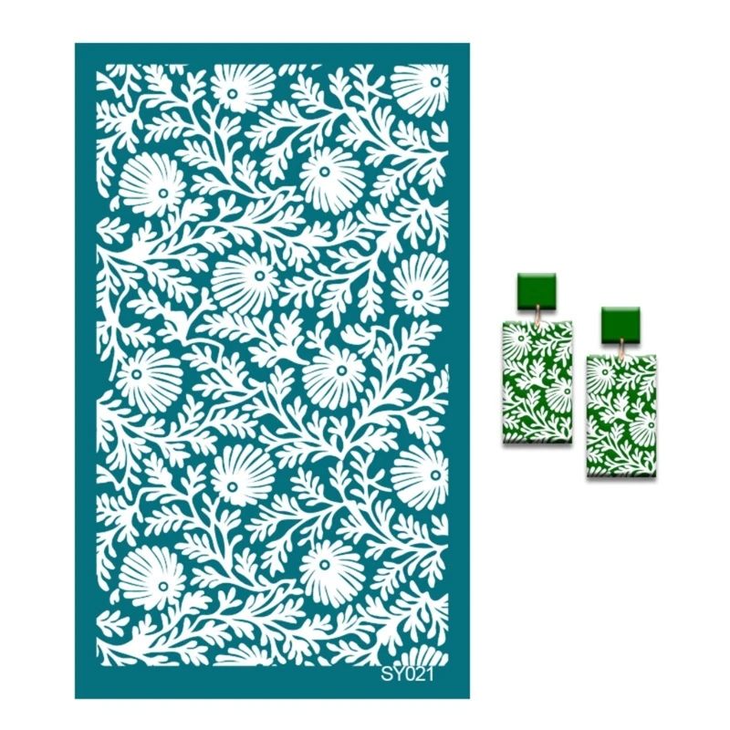 

Flower Silk Screen Stencils for Clay DIY Printing Earrings Jewelry Clay Decor